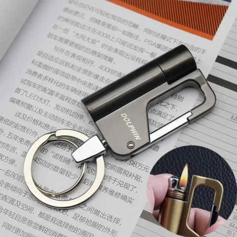 Dolphin HY651 бензиновая зажигалка с карабином и кольцом для ключей Dolphin HY651 бензиновая зажигалка с карабином и кольцом для ключей