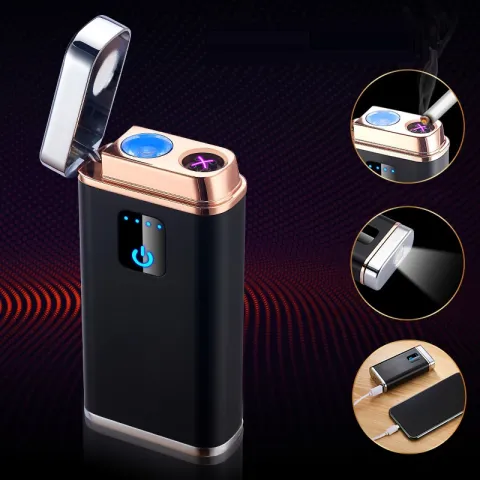 LA-1073 USB зажигалка + Powerbank + фонарик 3 в 1 