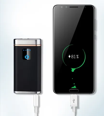 LA-1073 USB зажигалка + Powerbank + фонарик 3 в 1 