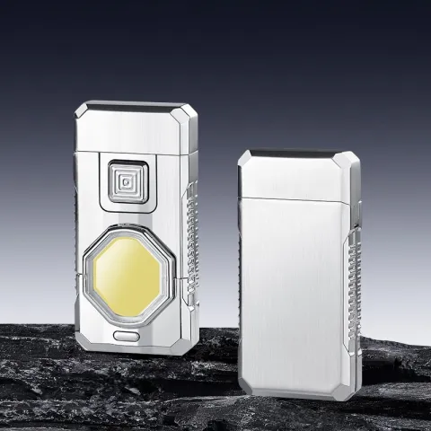 Cob 9015B кремниевая турбо зажигалка 2 огня с фонариком Cob 9015B кремниевая турбо зажигалка 2 огня с фонариком