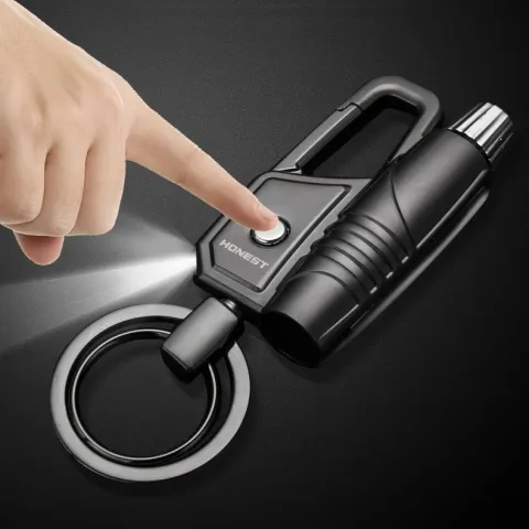 Honest BCK2-572 бензиновая зажигалка - спичка с карабином, фонариком и кольцом для ключей Honest BCK2-572 бензиновая зажигалка - спичка с карабином, фонариком и кольцом для ключей