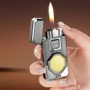Cob 9015B кремниевая турбо зажигалка 2 огня  с фонариком