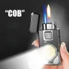Cob 9015B кремниевая турбо зажигалка 2 огня  с фонариком